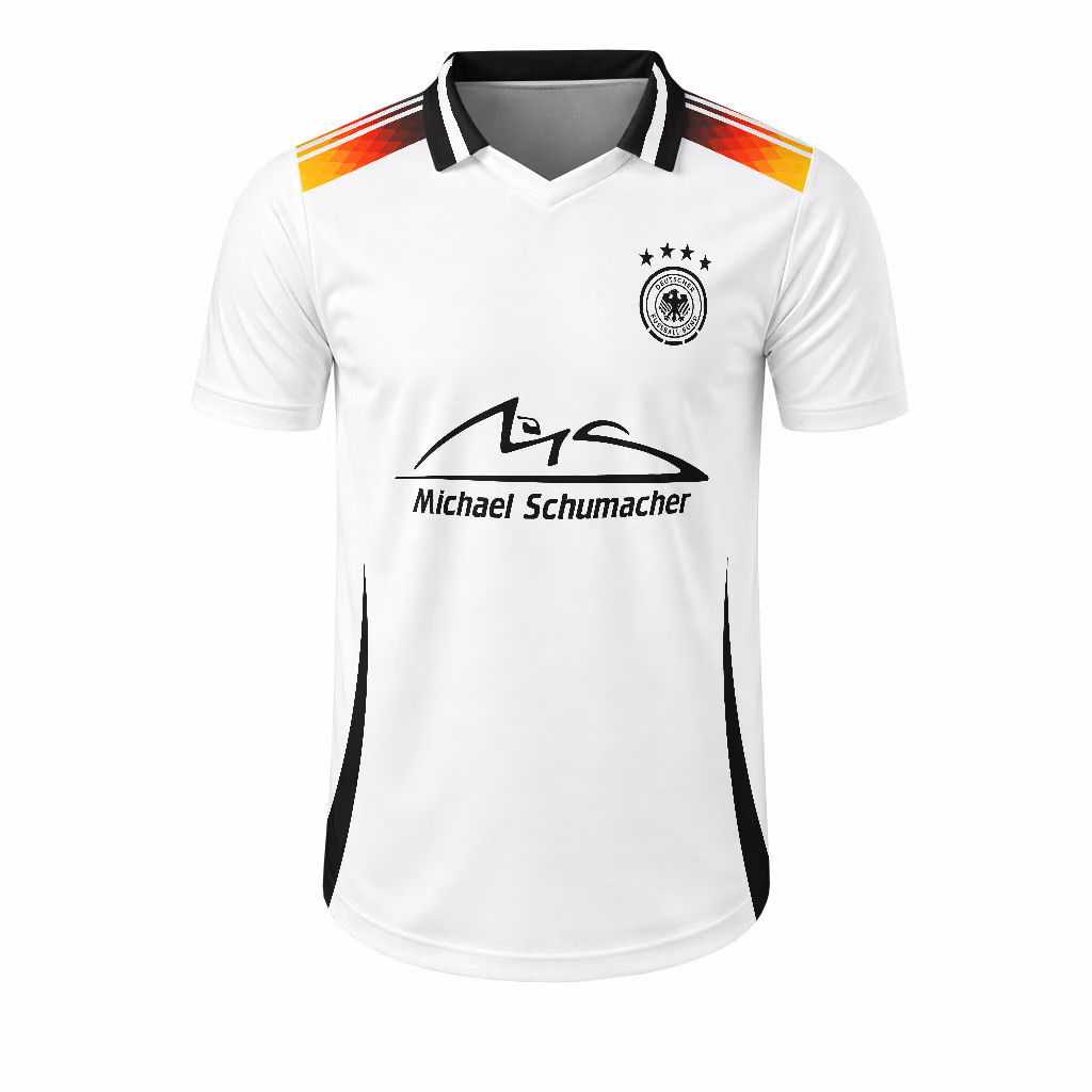 Alternative view of M Schumacher x Germany F1 Team Custom V-Neck Polo Shirt