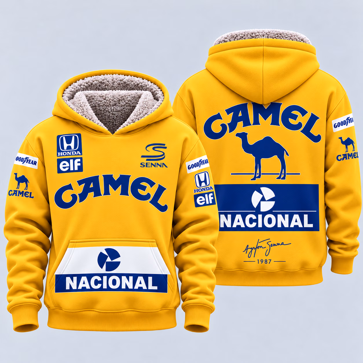 Alternative view of Magic Senna Camel 1987 Custom Racing Sherpa-Lined Fleece Zip Hoodie