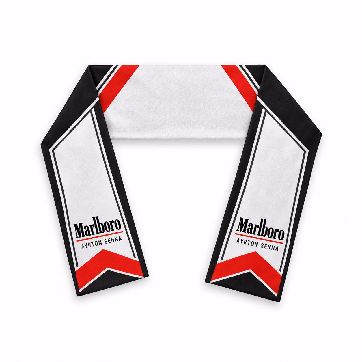 Alternative view of Magic Senna Red White Heritage Inspired Motorsport Racing Scarf