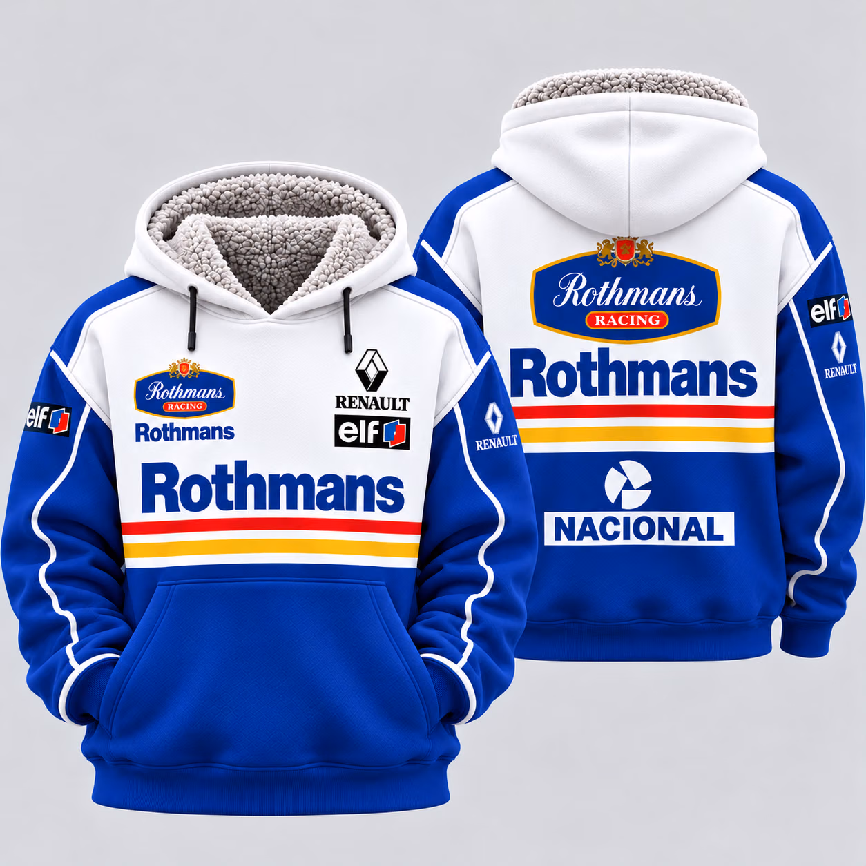 Alternative view of Magic Senna Rothmans 1994 WIL Renault Racing Team Custom Racing Sherpa-Lined Fleece Zip Hoodie