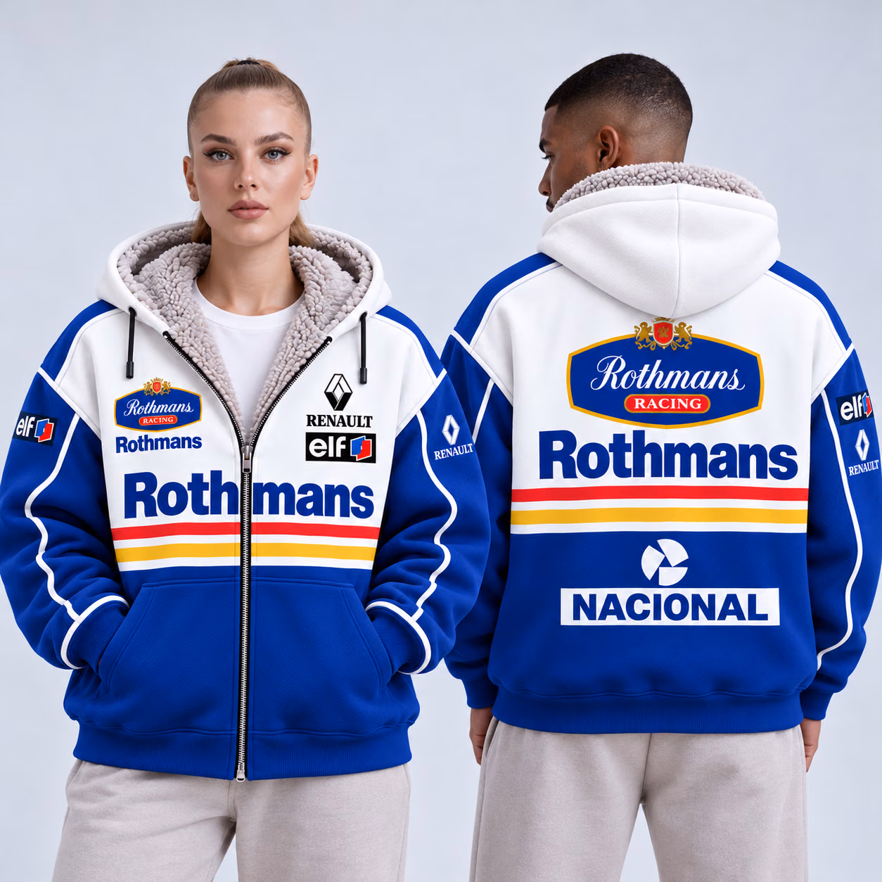 Magic Senna Rothmans 1994 WIL Renault Racing Team Custom Racing Sherpa-Lined Fleece Zip Hoodie