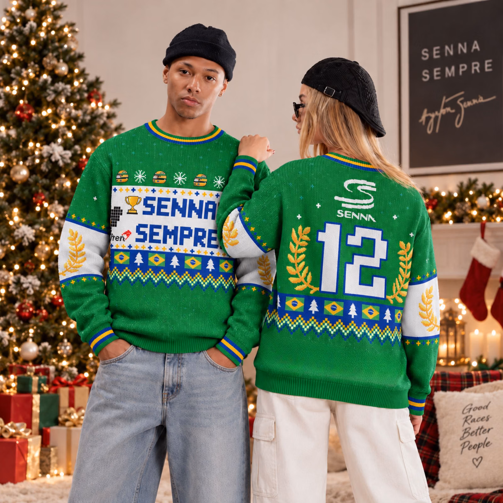Magic Senna Ugly Christmas Sweater - “Senna Sempre” Edition  Racing Holiday Sweater