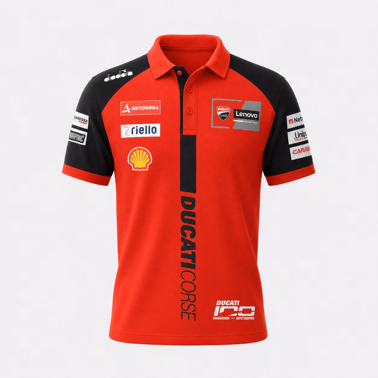 Alternative view of Marc Marquez Ducati MotoGP 2026 Racing Custom Polo Shirt