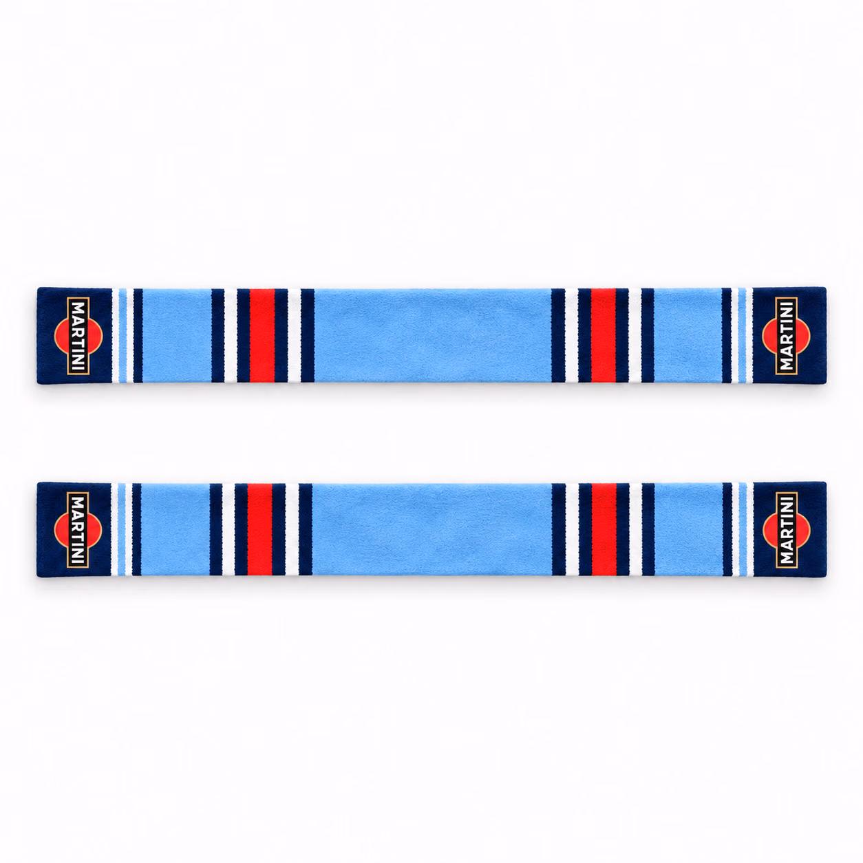 Alternative view of Martini Heritage Light Blue Stripe Inspired Motorsport Racing Scarf