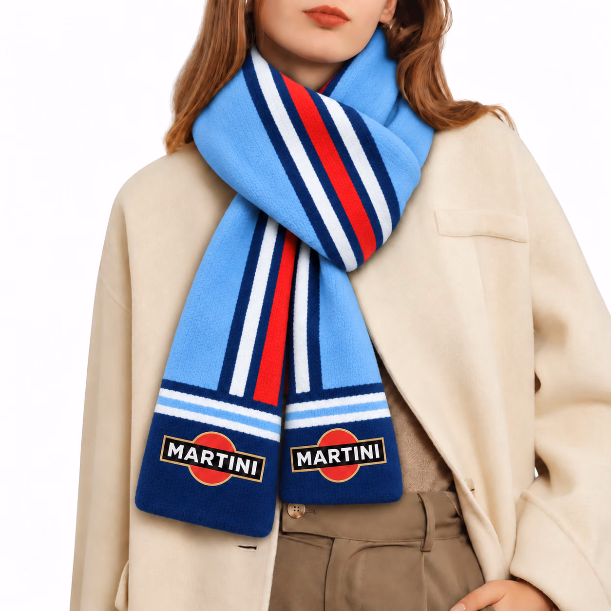 Martini Heritage Light Blue Stripe Inspired Motorsport Racing Scarf