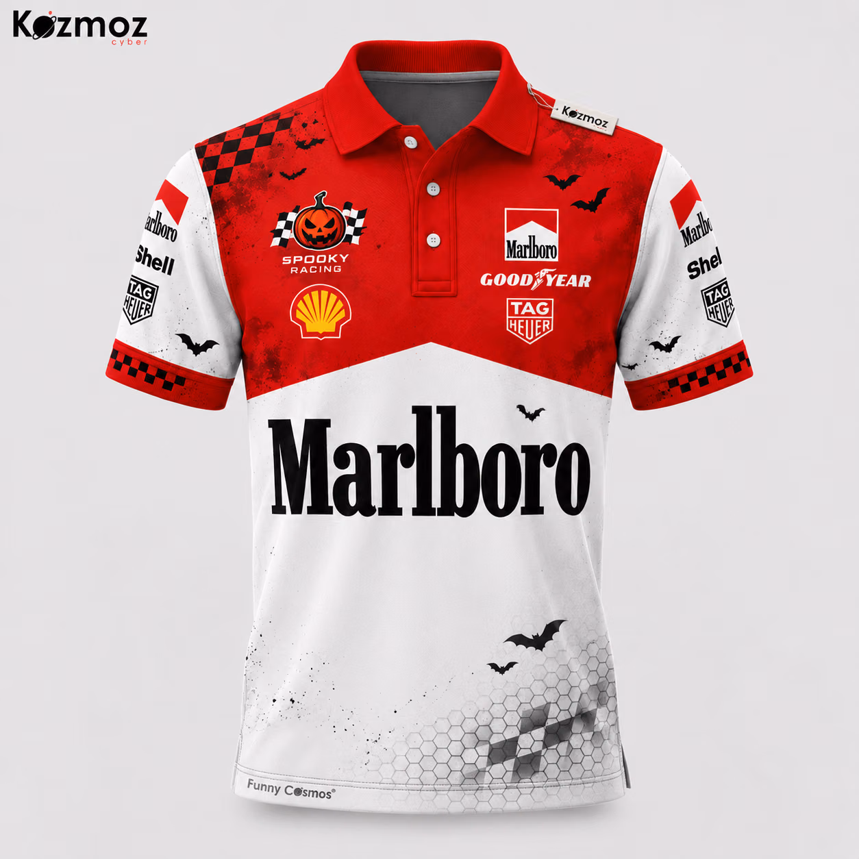 Alternative view of McLaren Honda MP4-4 1988 Racing Halloween Polo Shirt – Ayrton Senna Inspired Motorsport