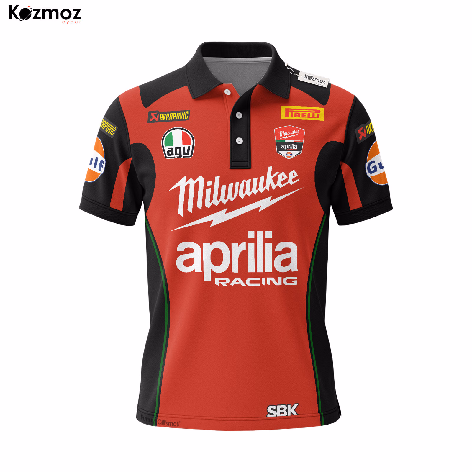 Alternative view of Milwaukee Aprilia Racing Polo - WSBK 2017 Black And Red Version