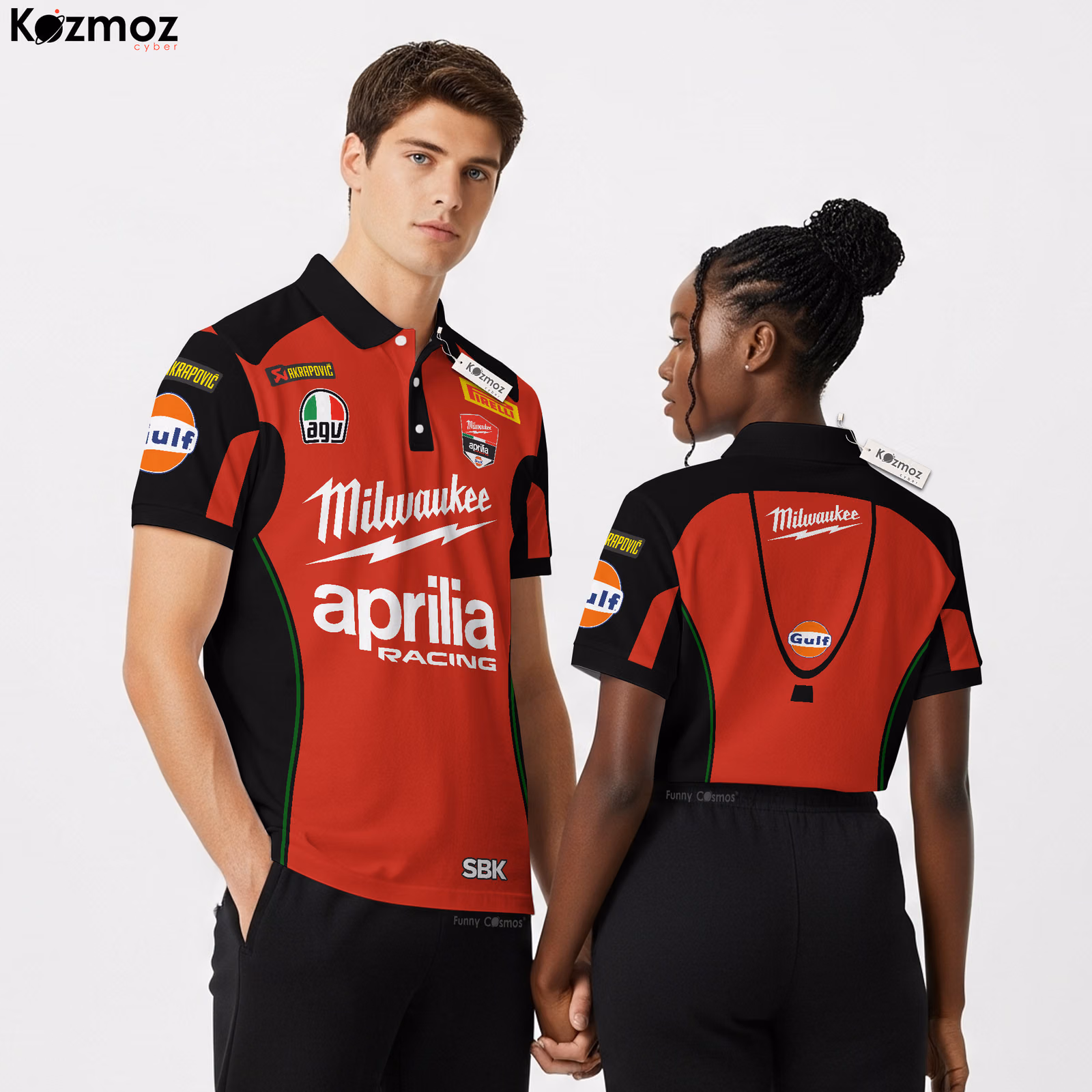 Milwaukee Aprilia Racing Polo - WSBK 2017 Black And Red Version