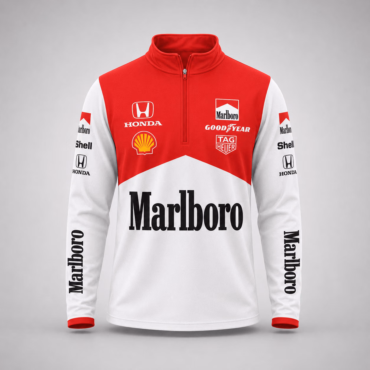 Alternative view of ML Honda MP4-4 1988 Magic Senna Inspired Motorsport Sleeve Quarter Zip