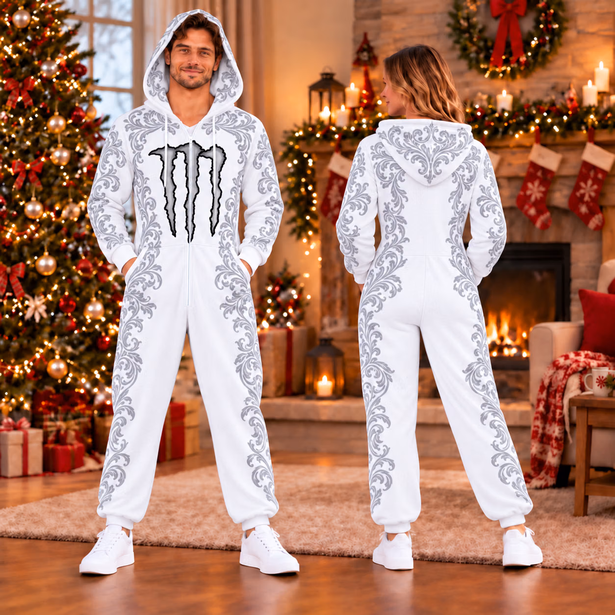 Monster Racing White edition Custom Racing Onesies Pajamas