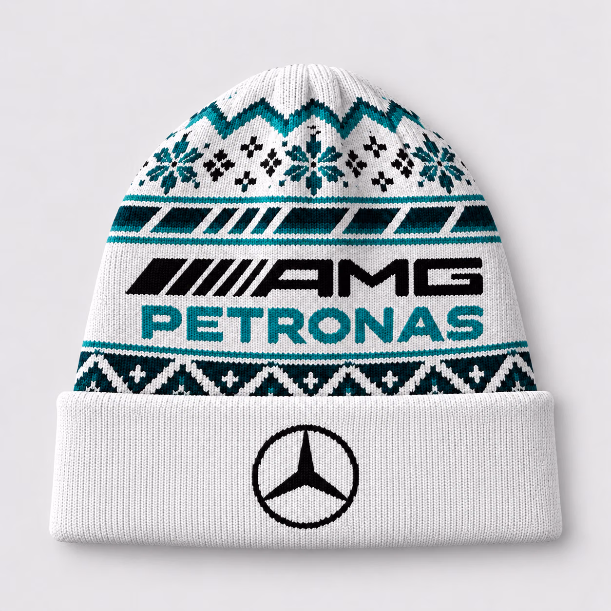 Alternative view of Mr. Saturday #63 Mer Team White Teal Winter Inspired Racing Beanie Hat