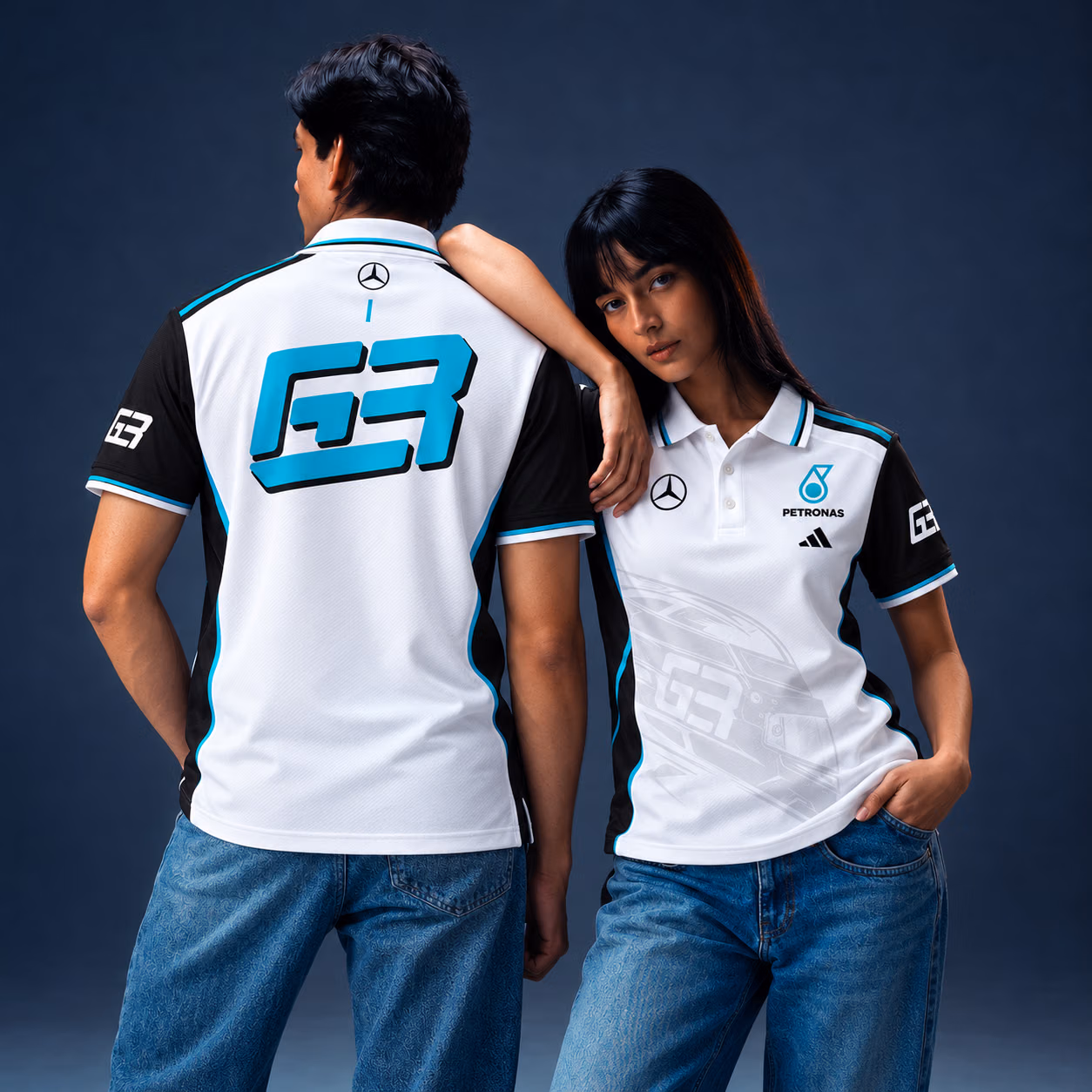 Mr. Saturday #63 Silver Racing Mer Team Custom Racing Polo Shirt