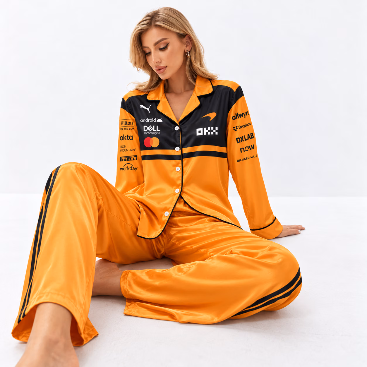 Alternative view of Papaya Team 2026 Custom Racing Satin Pajamas