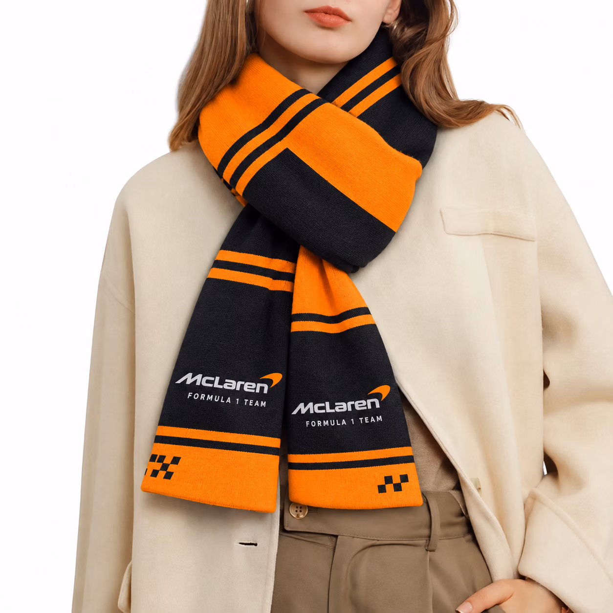 Papaya Team Black Orange Inspired Motorsport Racing Scarf