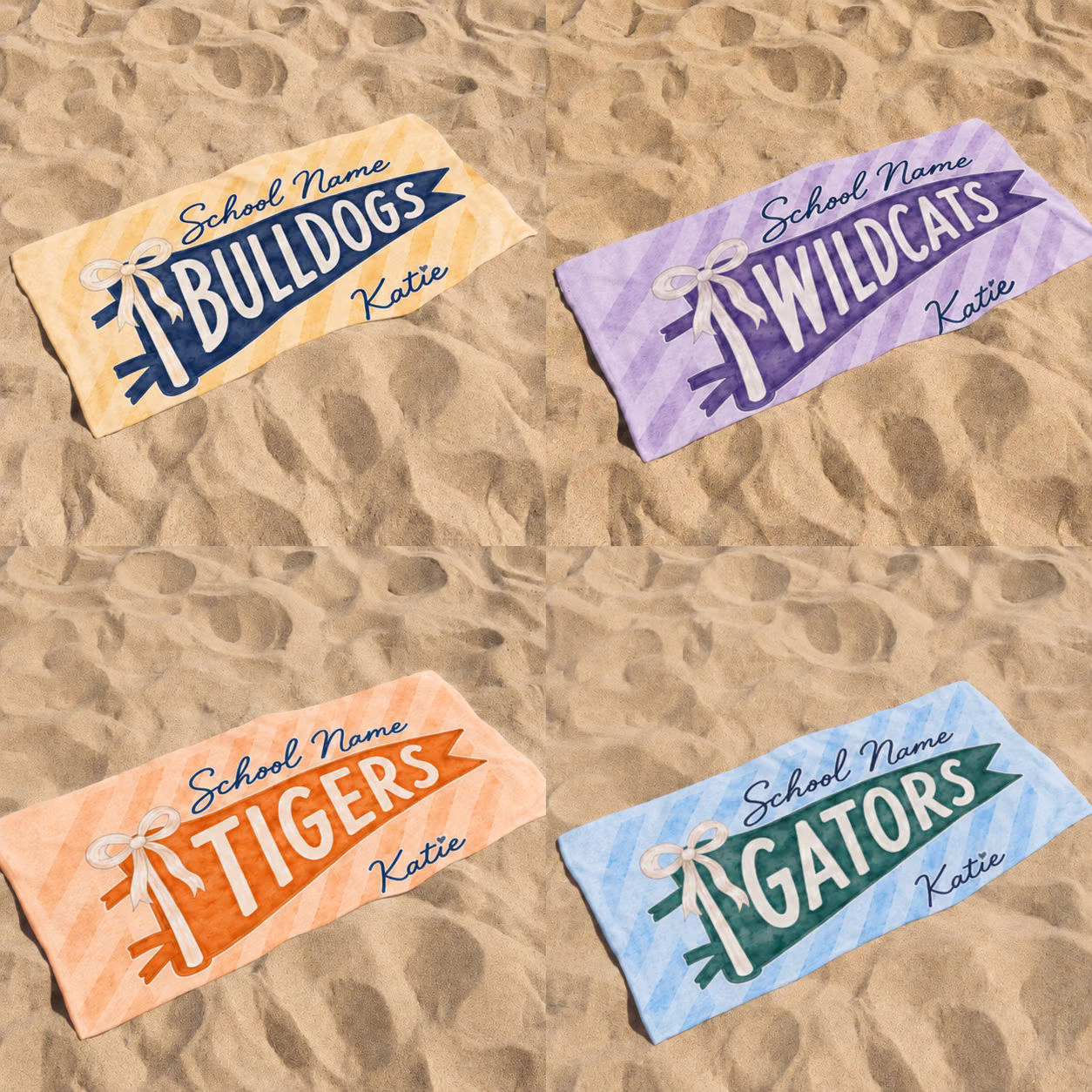 Personalized Beach Towel - Custom School Mascot Pennant Towel