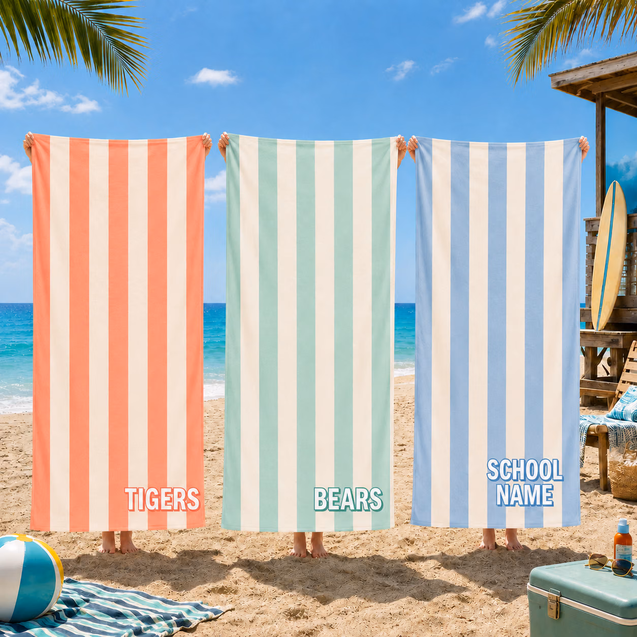 Personalized Beach Towels - Custom School Mascot Pool Towel