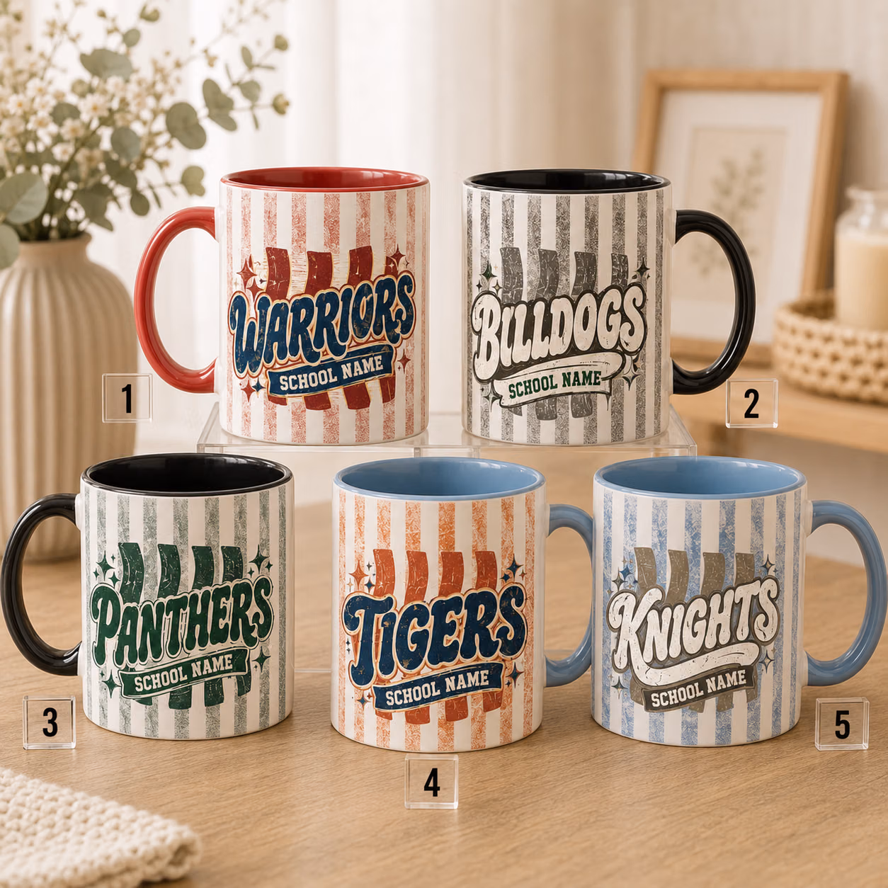 Personalized College Accent Mug - Custom Checkered Team Mascot Cup