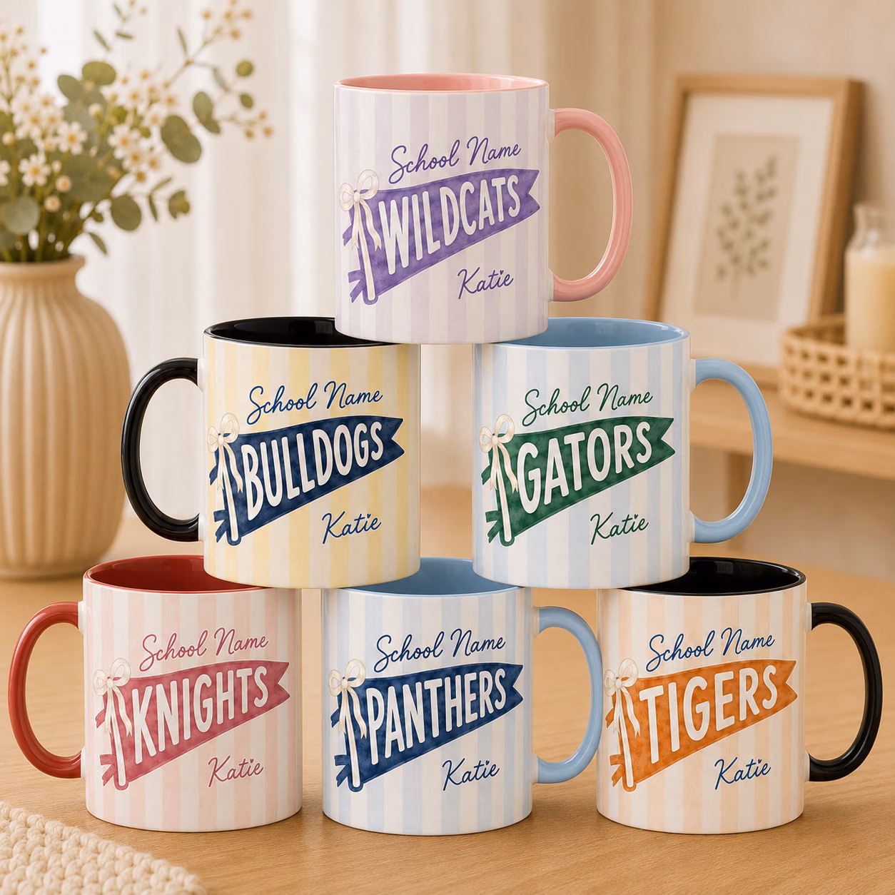 Personalized College Accent Mug – Custom Pennant Team Spirit Cup