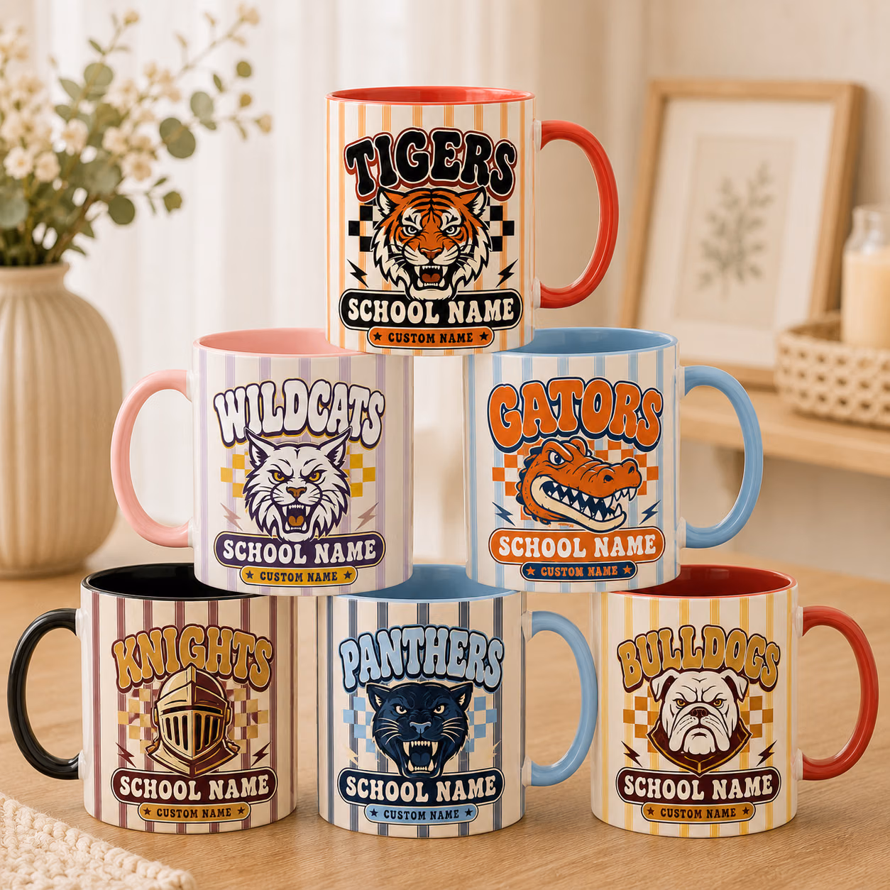 Personalized College Accent Mug, Custom  Team Mascot Game Day Accent Mug