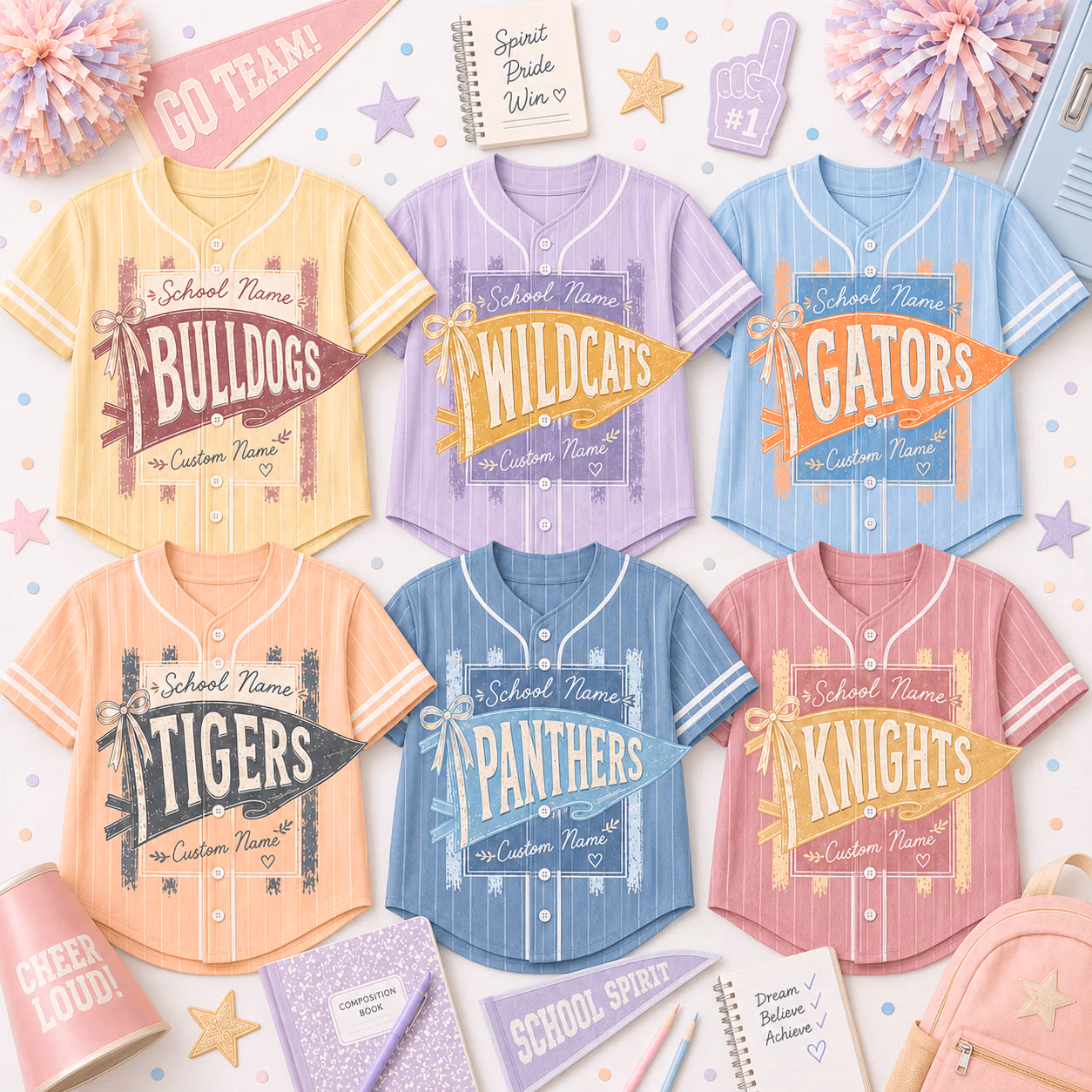 Personalized College Baseball Jersey, Custom Name & Bow Pennant Game Shirt