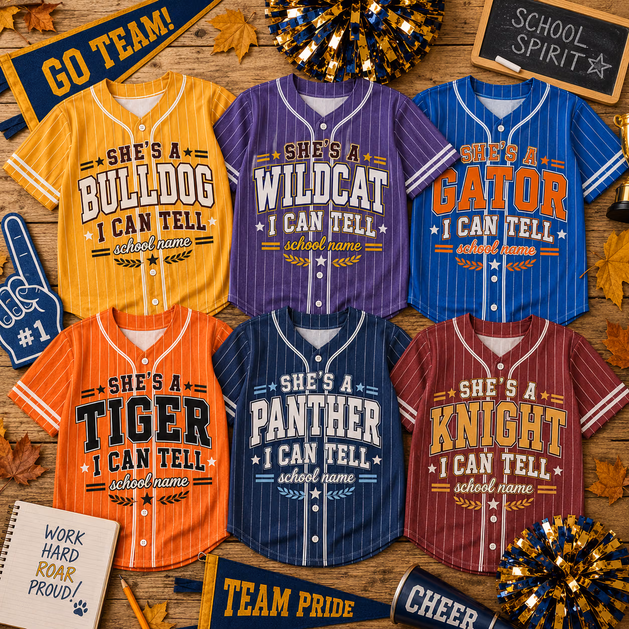 Personalized College Baseball Jersey, Custom Name & Number Mascot School Spirit Shirt