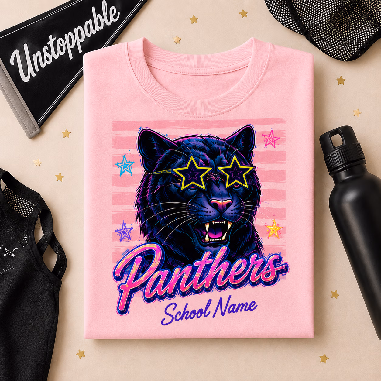 Custom College Mascot Sweater- Neon Star Glasses Mascot Crewneck 4 Custom College Mascot Sweater- Neon Star Glasses Mascot Crewneck - Image 4