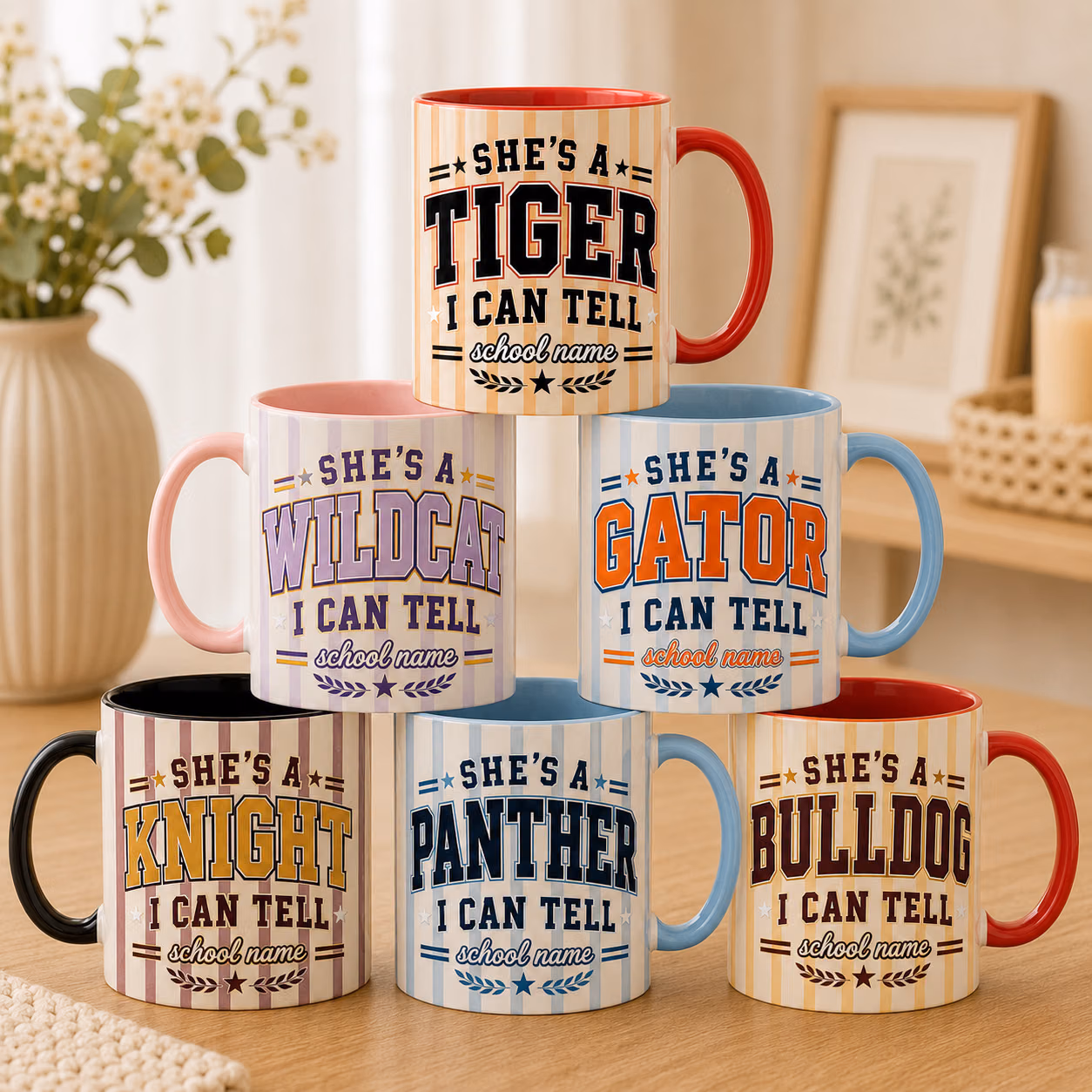 Personalized School Mascot Accent Mug - Custom College Team Spirit Cup