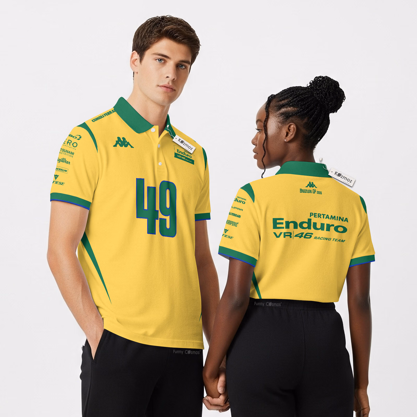 Pertamina Enduro VR46 Racing Team GP Brazil Fabio Di Giannantonio Custom Polo Shirt - 3