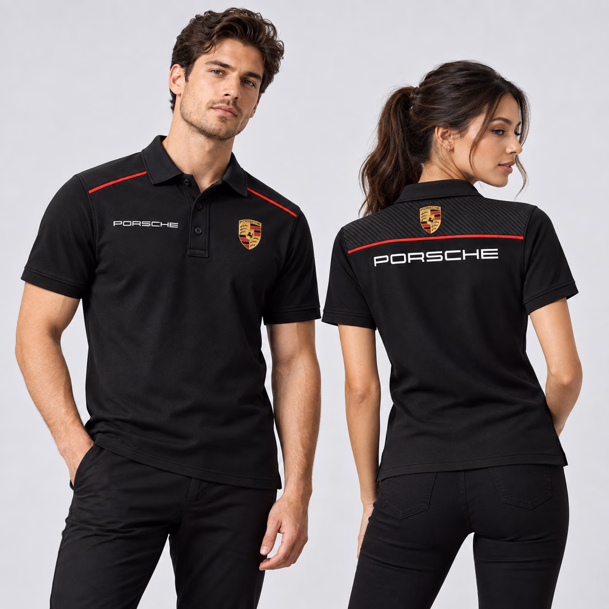Porsch Black Racing Edition Custom Polo Shirt