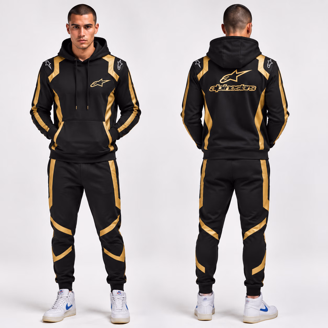 Porsch Racing Hoodie Suit Black Yellow Collection
