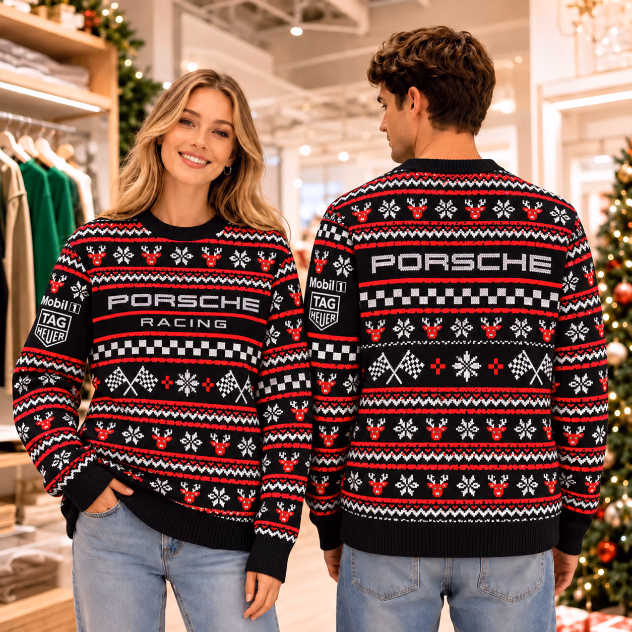 Alternative view of Porsh Racing Red Line Teamwear Motorsport Custom Racing Ugly Christmas
