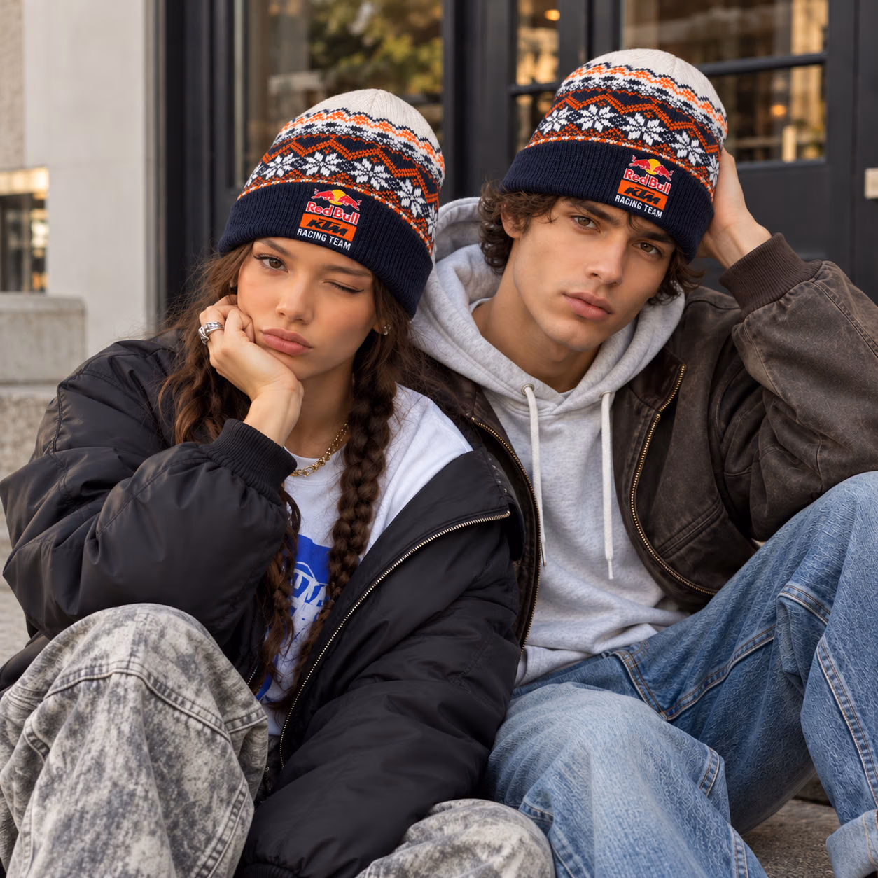 RB KTM Team Navy White Orange Winter Inspired Racing Beanie Hat
