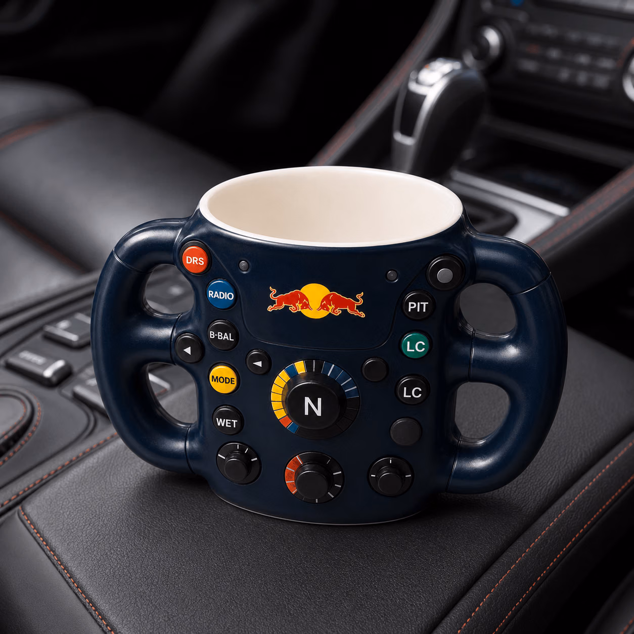 Alternative view of RB Team Steering Wheel 3D Coffee Mug | Racing Fan Gift