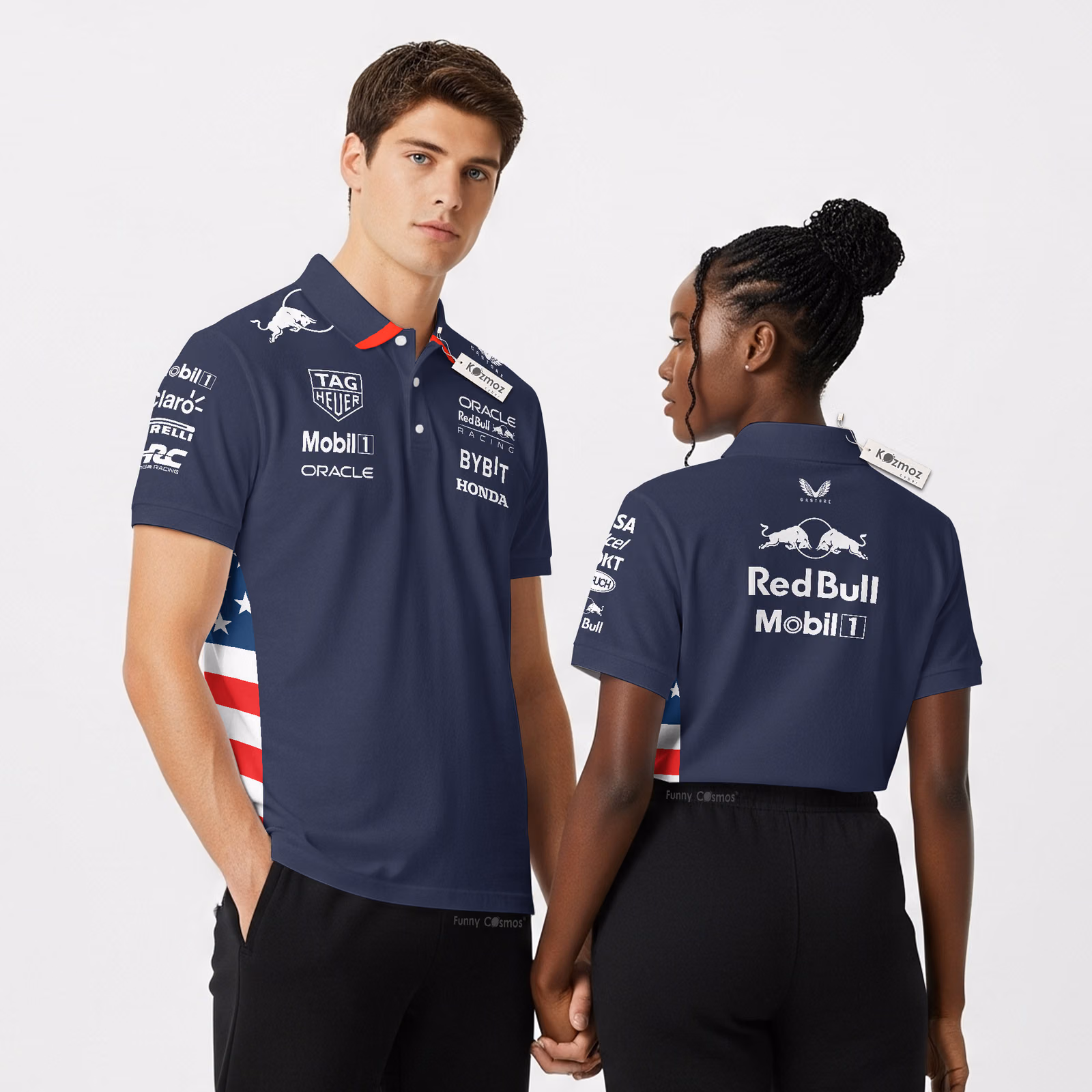 RBR F1 American Flag Custom Polo Shirt