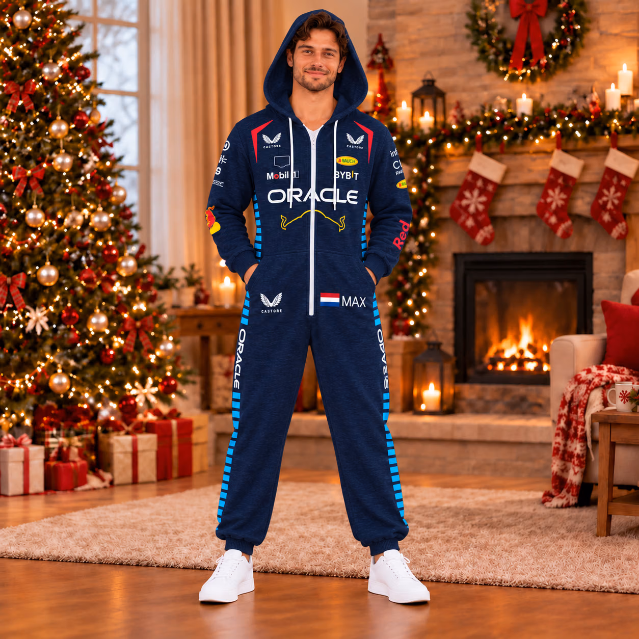 Alternative view of Redbull Team 2026 Custom Racing Onesies Pajamas