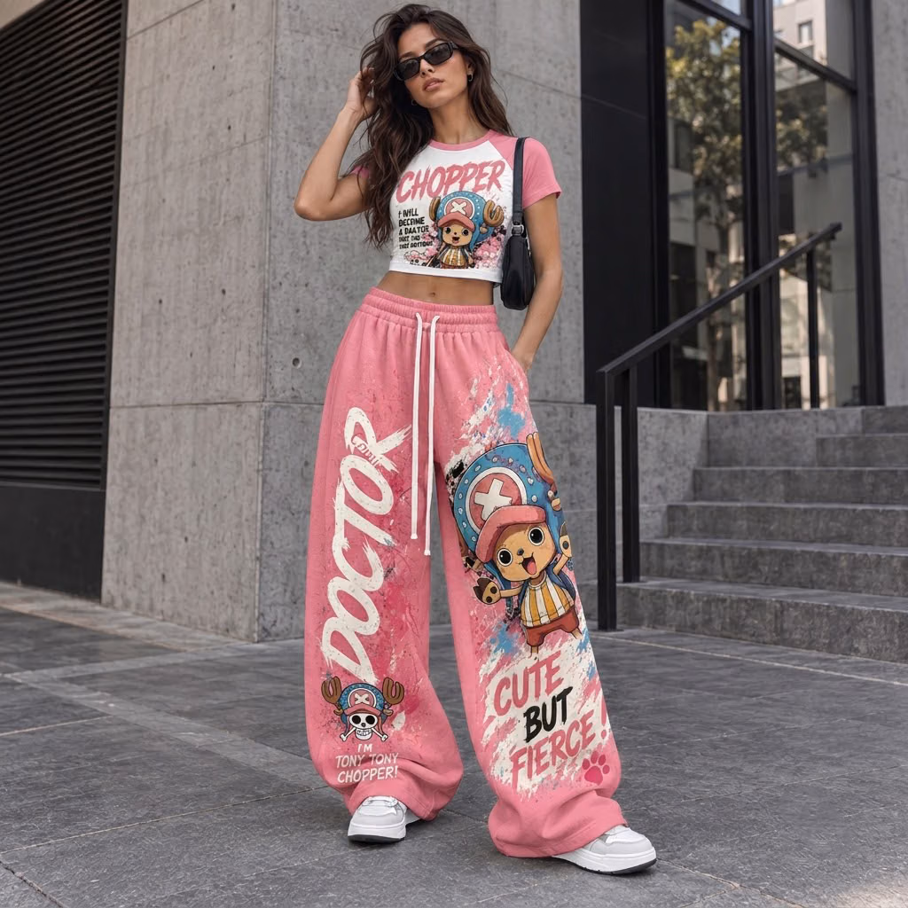 Alternative view of Cute Reindeer Doctor Grand Line Voyage Crop top And Baggy Set Anime Clothes