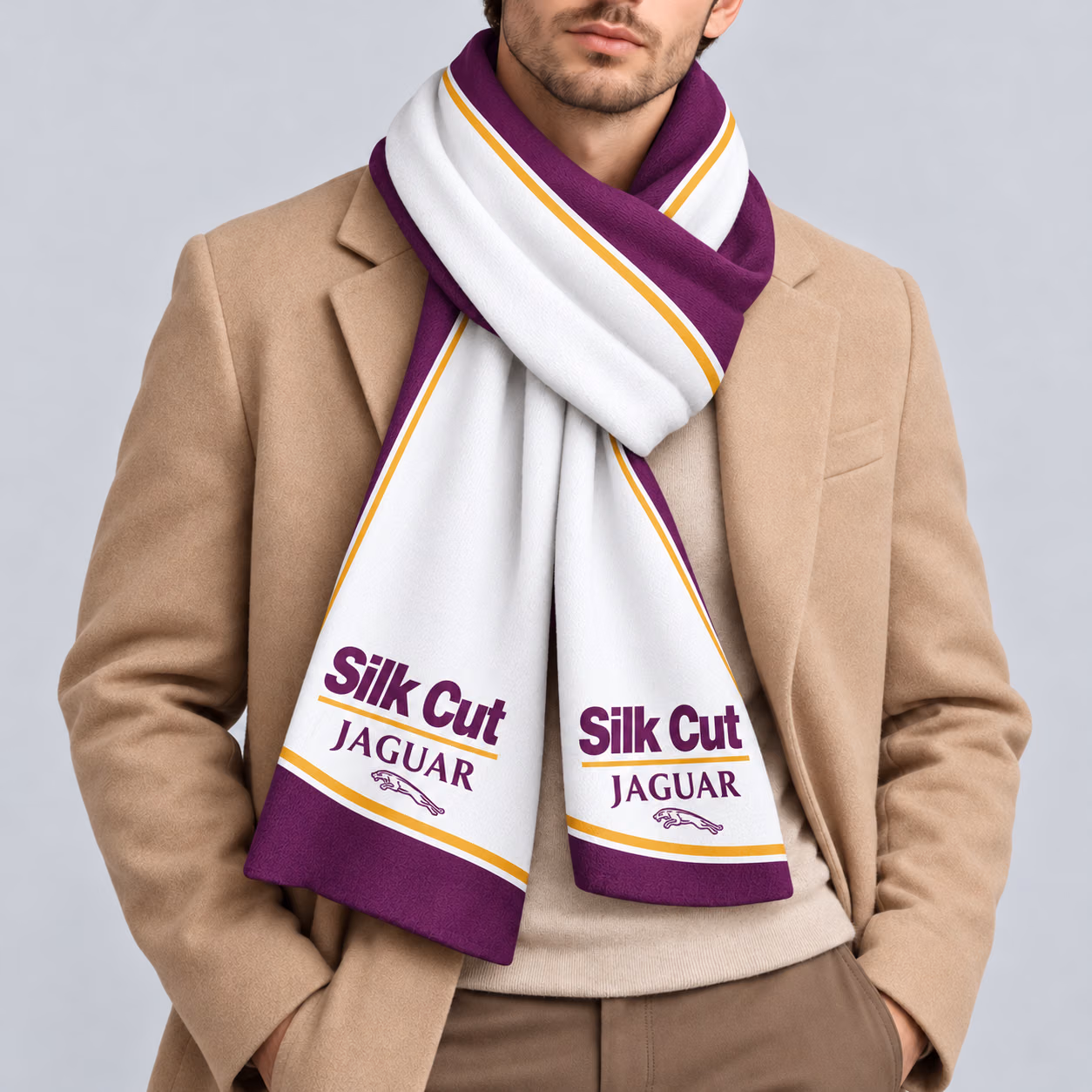 Royal Purple White Gold Inspired Motorsport Racing Scarf - 2