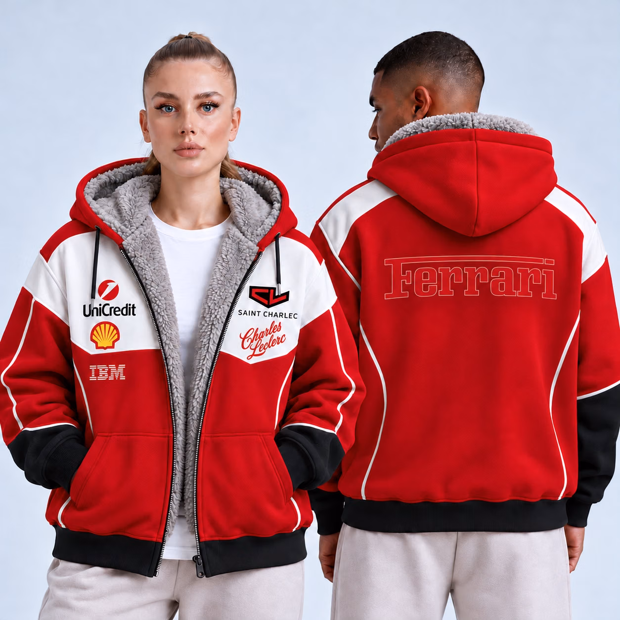 Saint Charlec #16 SF Team 2026 Custom Racing Sherpa-Lined Fleece Zip Hoodie