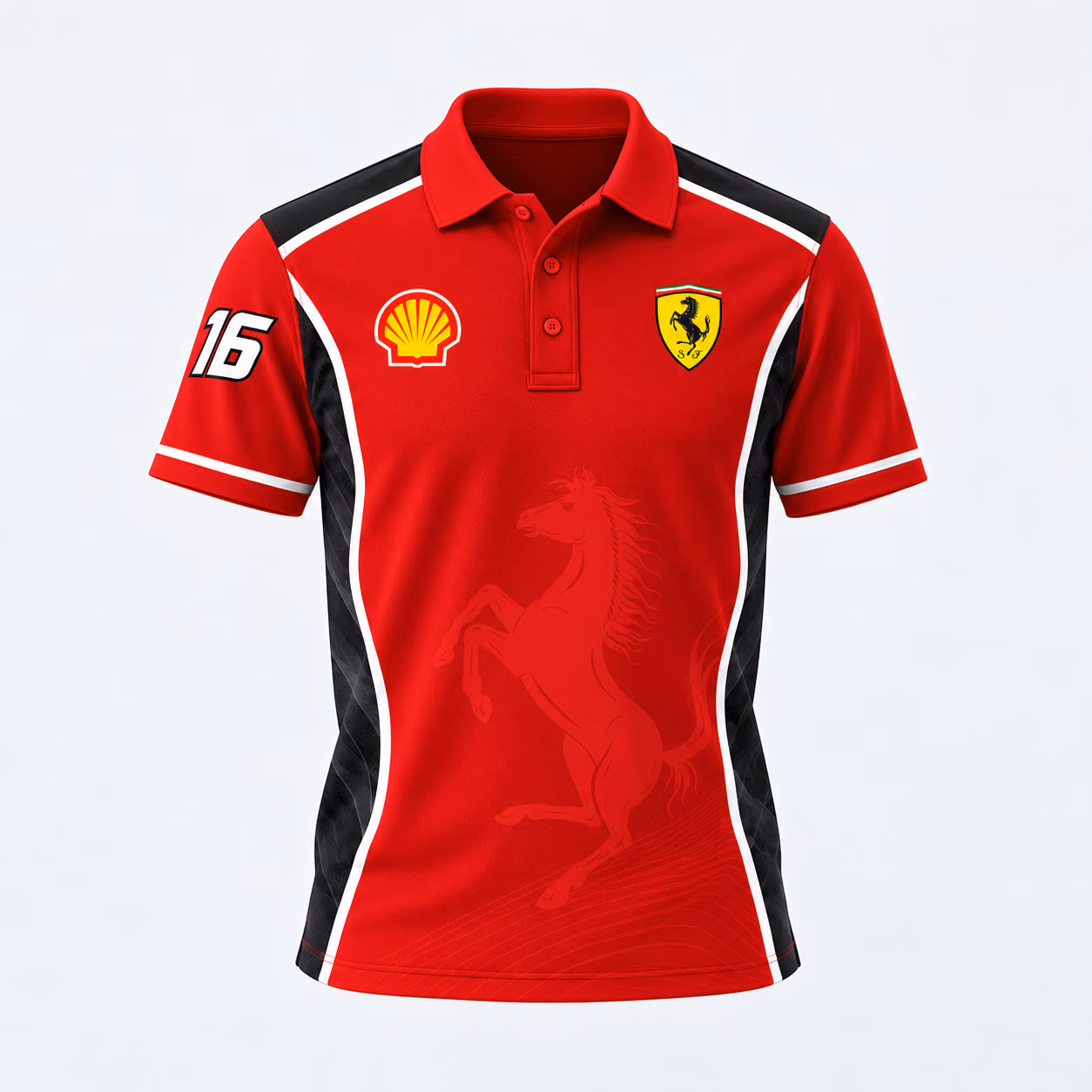 Alternative view of Saint Charles #16 Fer Team Red Heritage Custom Racing Polo Shirt