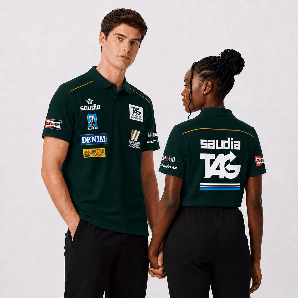 Saudia Tag Williams 1983 Pit Crew Shirt Rare Version Green - Fan Inspired Polo Shirt - 2