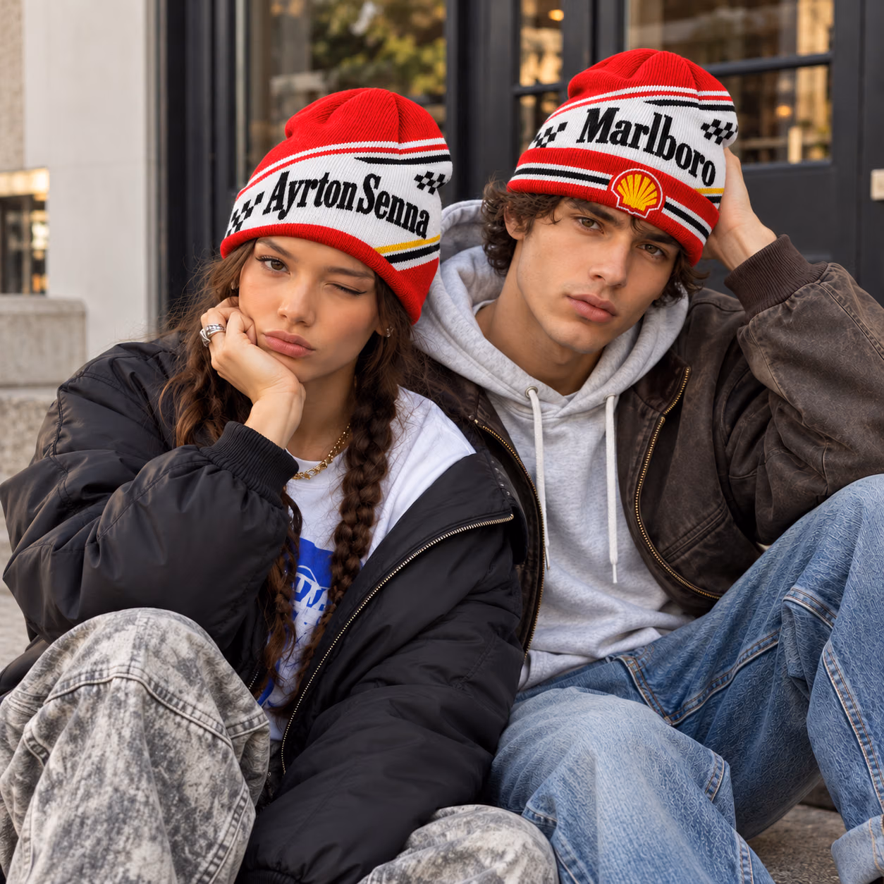 Senna Legacy Red White Racing Beanie Hat