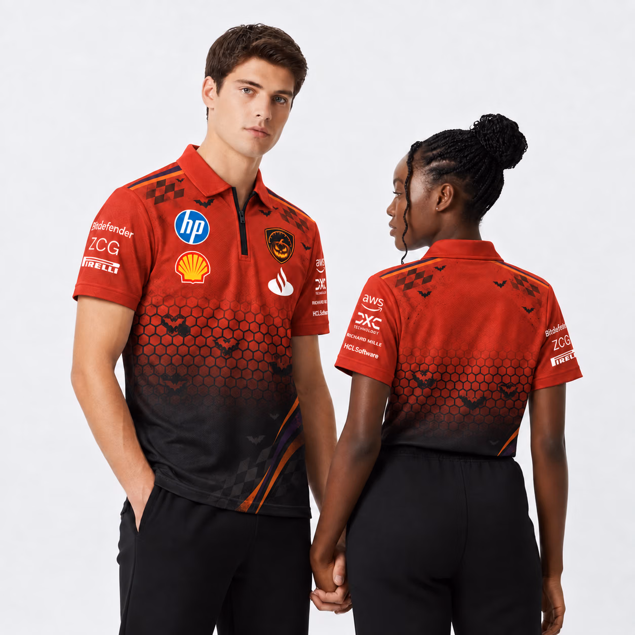 Alternative view of SF Rosso Corsa Honeycomb F1 Halloween Custom Quarter Zip Shirt