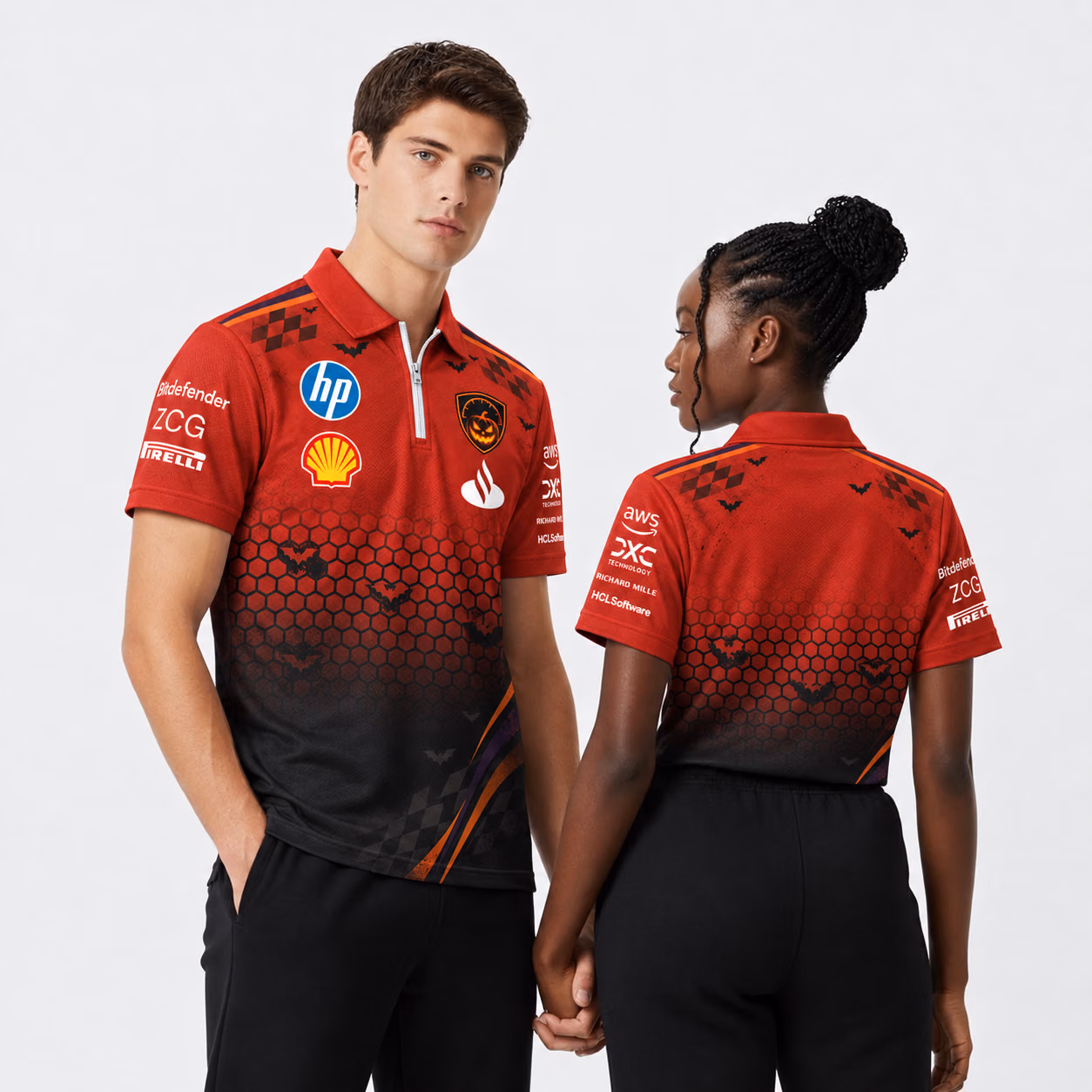 SF Rosso Corsa Honeycomb F1 Halloween Custom Quarter Zip Shirt
