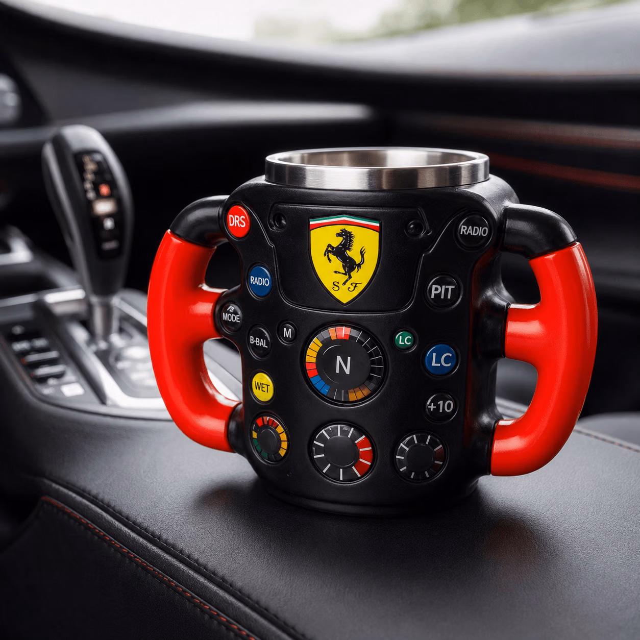 Alternative view of SF Team Steering Wheel 3D Coffee Mug | Racing Fan Gift
