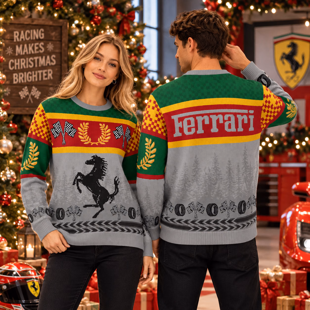 SF Ugly Christmas Sweater - Racing Holiday Knit Sweater