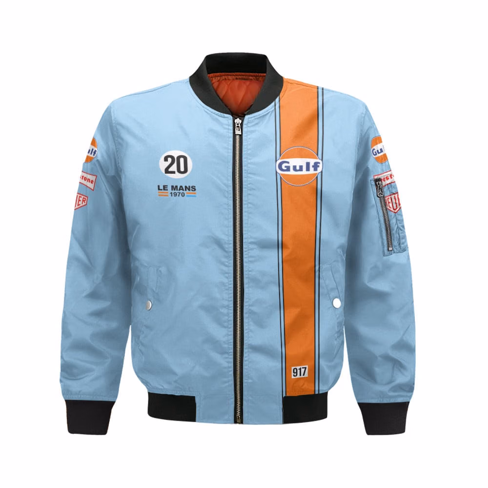 Alternative view of Steve McQueen #20 917 Gulf Le Mans Custom Bomber Jackets