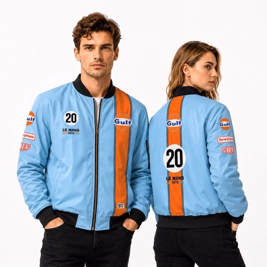 Steve McQueen #20 917 Gulf Le Mans Custom Bomber Jackets