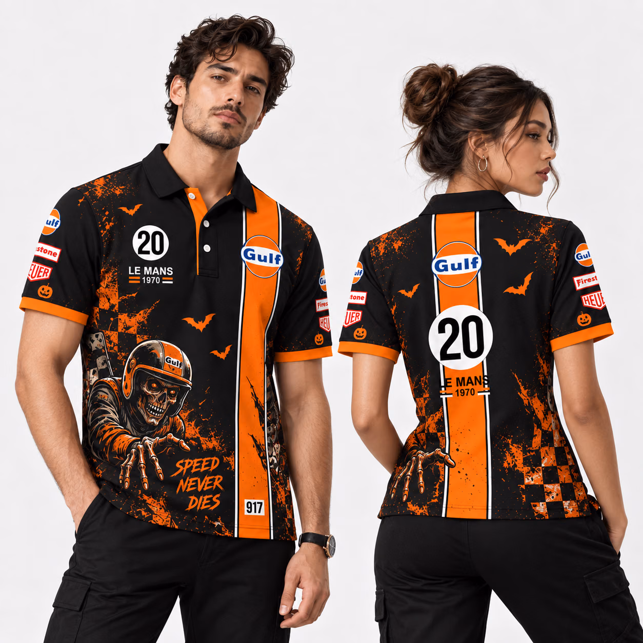 Steve McQueen #20 917 Gulf Le Mans Custom Halloween Polo Shirt
