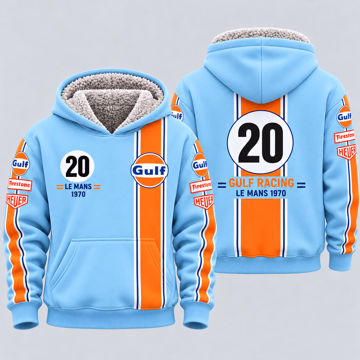 Alternative view of Steve McQueen Gulf Le Mans 1970 Custom Racing Sherpa-Lined Fleece Zip Hoodie
