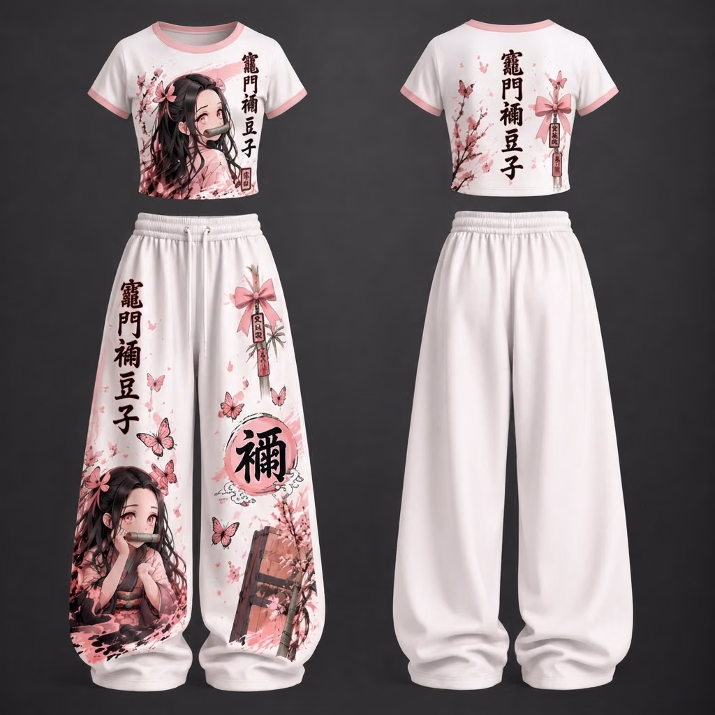 Bamboo Demon Girl Demon Blade Saga Crop top And Baggy Set Anime Clothes - 8xGear Subtle Anime Streetwear
